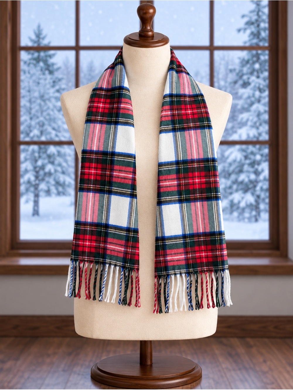 Vintage Cashmink Plaid Scarf Made in West Germany 100% Acrylic Fringe